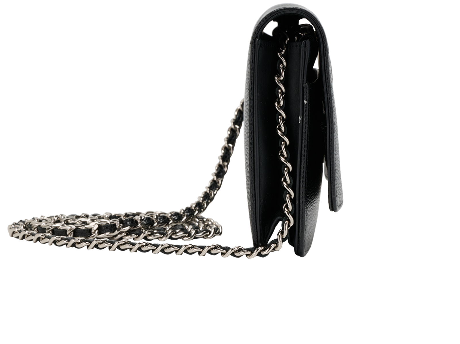 CC Timeless Wallet On Chain, &pound;1,600, Handbags, Black, Caviar Leather, Side view